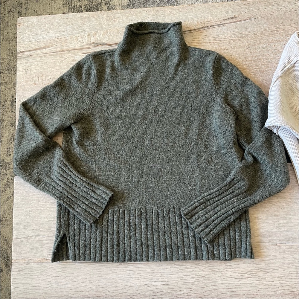 Madewell Women's Marled Green Mockneck Sweater